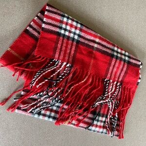 V. FRASS Wool Plaid Winter Scarf